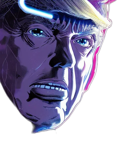 face, mask, robot, hat, comic book art, vaporwave, concept art, anime transparent PNG cut-out