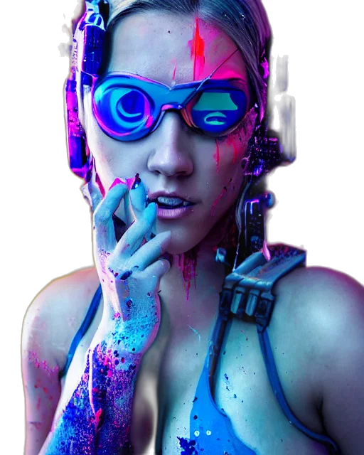 robot, mask, face, weapon, cyberpunk, concept art, comic book art, vaporwave transparent PNG cut-out