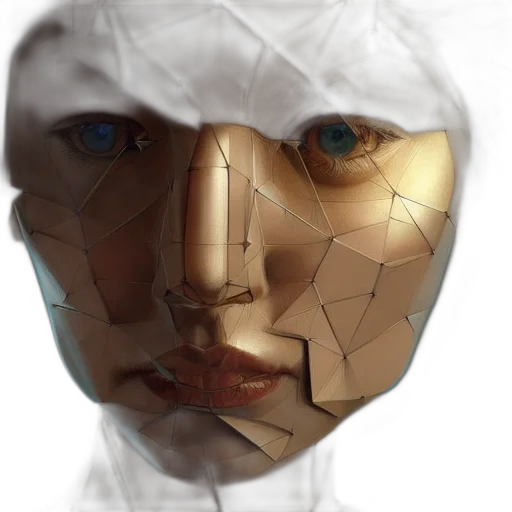 mask, face, robot, jewelry, 3d render, photorealistic, concept art, fantasy art transparent PNG cut-out