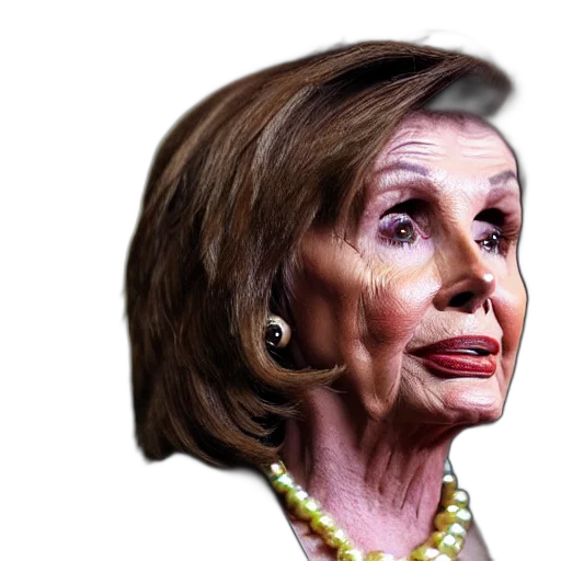 mask, face, weapon, creature, photorealistic, cartoon, nancy, pelosi transparent PNG cut-out