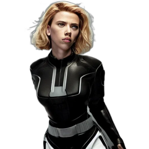 jacket, comic book art, concept art, cartoon, photorealistic, scarlett, johansson, action transparent PNG cut-out