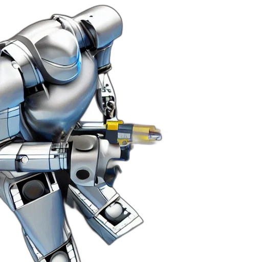 robot, 3d render, concept art, aluminum transparent PNG cut-out