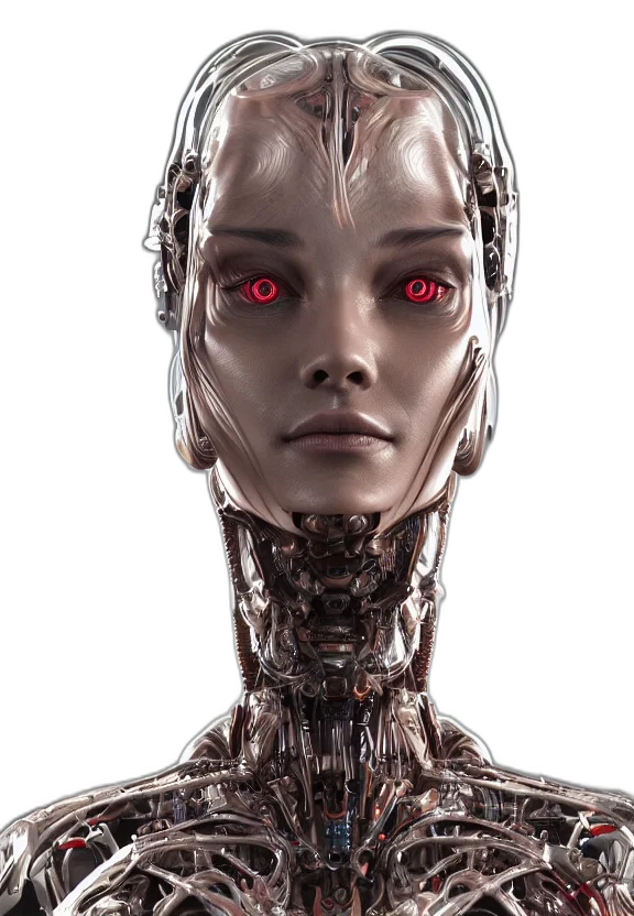 robot, face, creature, cyberpunk, concept art, 3d render, photorealistic, perfectly transparent PNG cut-out