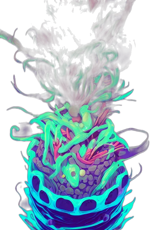 creature, dragon, mask, crown, concept art, vaporwave, fantasy art, cyberpunk transparent PNG cut-out
