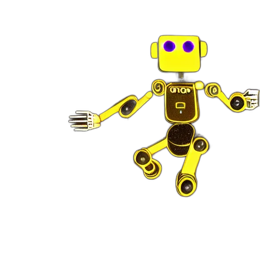 robot, staff, 3d render, pixel art transparent PNG cut-out