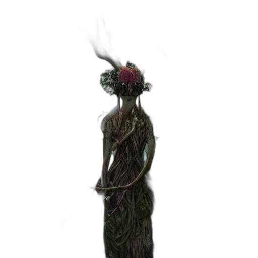 mask, dress, creature, staff transparent PNG cut-out