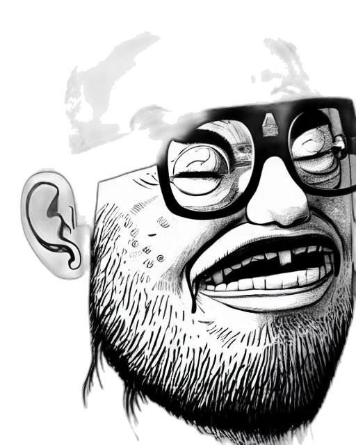 face, cartoon, comic book art, photorealistic transparent PNG cut-out