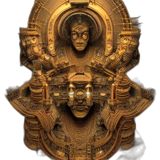 mask, crown, jewelry, staff, concept art, 3d render, fantasy art, comic book art transparent PNG cut-out