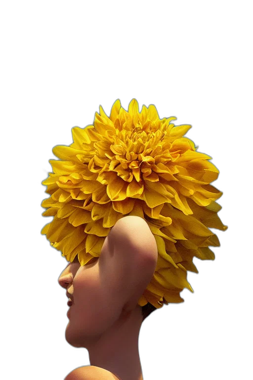 flower, crown, face, hair, 3d render, photorealistic, concept art, oil painting transparent PNG cut-out