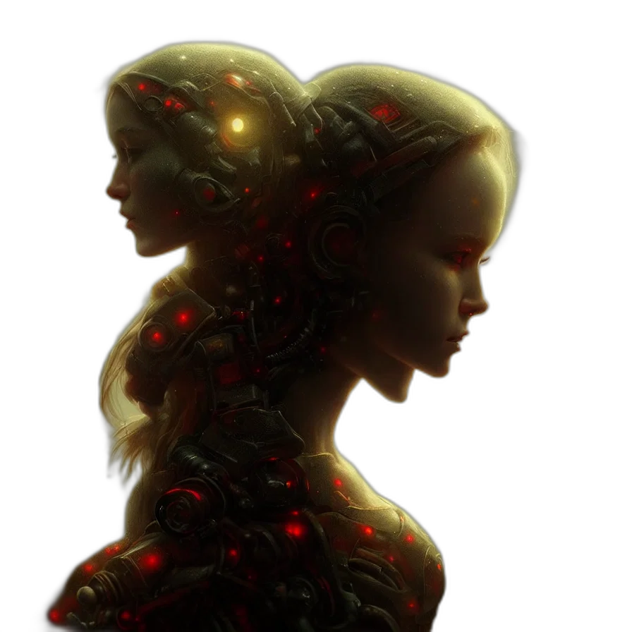robot, dress, face, crown transparent PNG cut-out