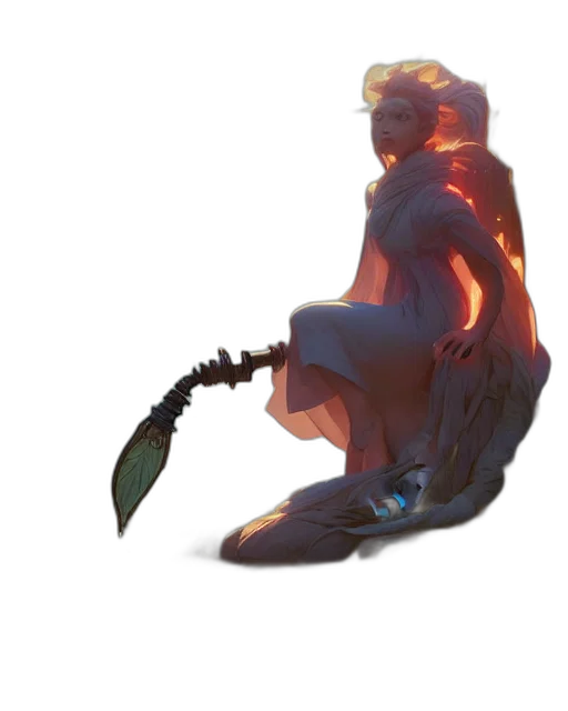 staff, sword, weapon, creature, concept art, fantasy art, pixel art, 3d render transparent PNG cut-out
