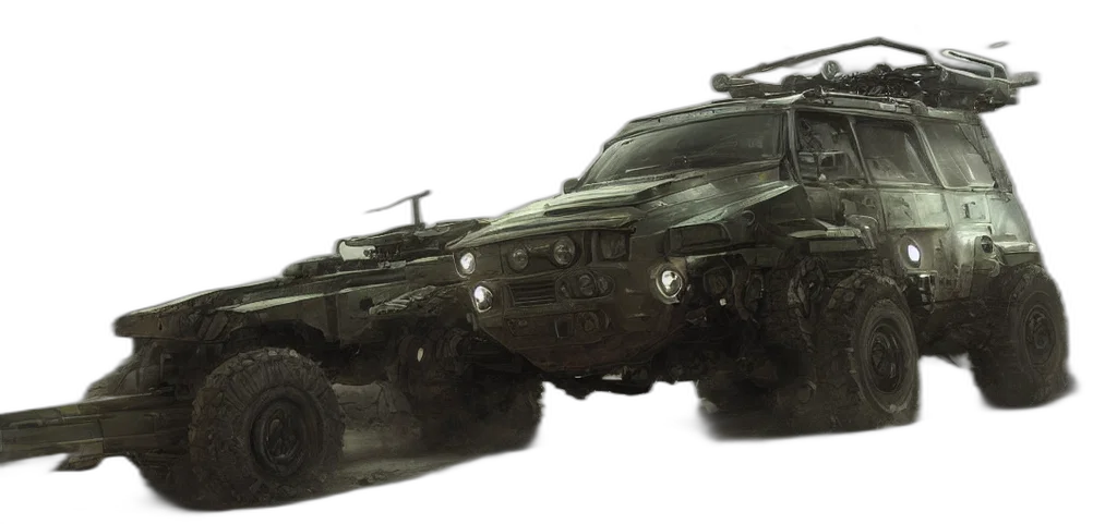 car, weapon, concept art, 3d render transparent PNG cut-out