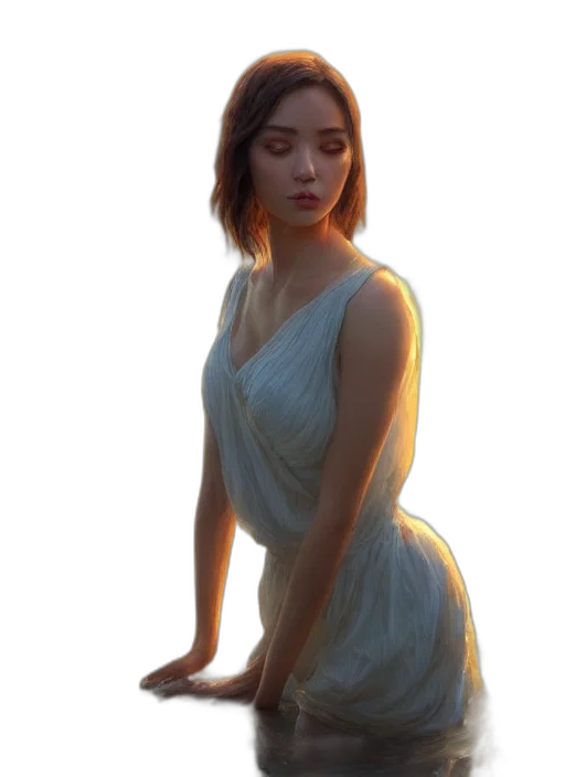 dress, face, creature, jewelry, concept art, photorealistic, oil painting, fantasy art transparent PNG cut-out