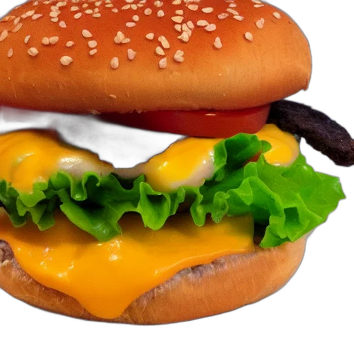 food, animal, crown, weapon, photorealistic, 3d render, cheeseburger, cheese transparent PNG cut-out
