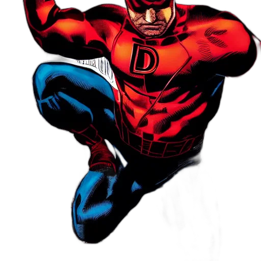 comic book art, concept art, cartoon, daredevil, painted, joe, quesada transparent PNG cut-out