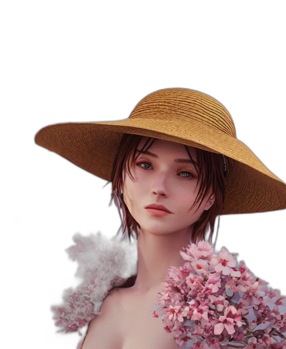 hat, flower, dress, jacket transparent PNG cut-out