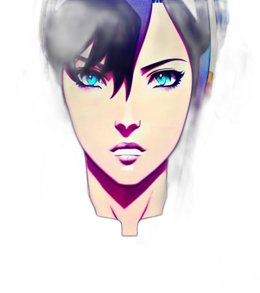 face, mask, robot, anime, fantasy art, pixel art, cartoon, neon lights transparent PNG cut-out