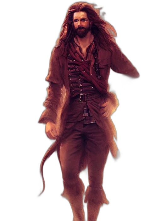 jacket, creature, staff, animal, concept art, fantasy art, comic book art, photorealistic transparent PNG cut-out
