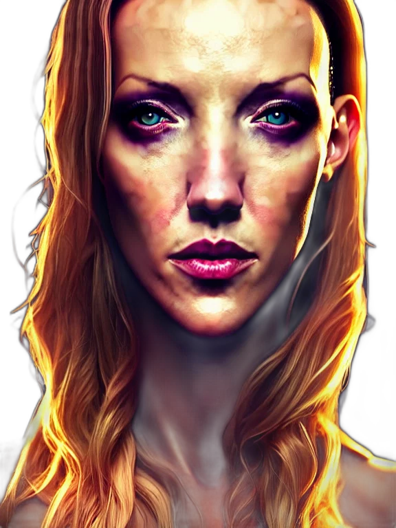 face, photorealistic, fantasy art, comic book art, concept art, neon lights, fire, outer space transparent PNG cut-out