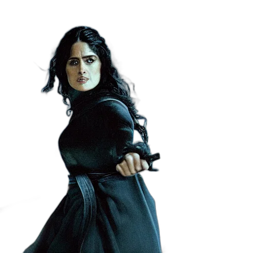 movie, still, salma, hayek, beautiful, wizard, wearing, black transparent PNG cut-out