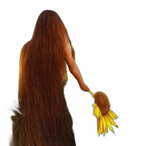 hair, staff, flower, creature, 3d render, photorealistic, concept art, oil painting transparent PNG cut-out