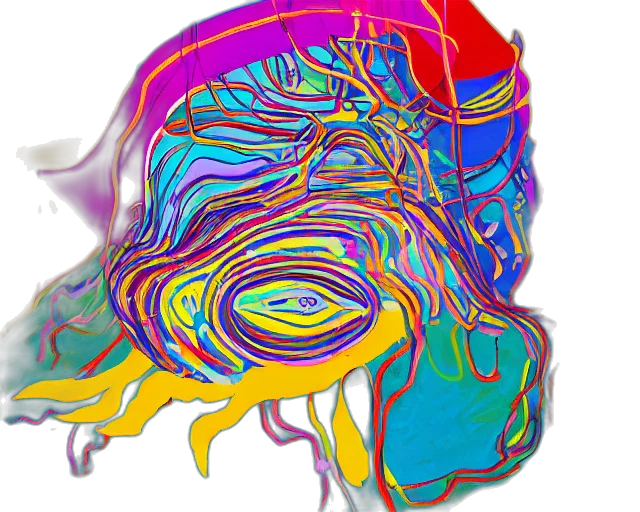 hair, mask, face, crown, vaporwave, 3d render, concept art, pixel art transparent PNG cut-out