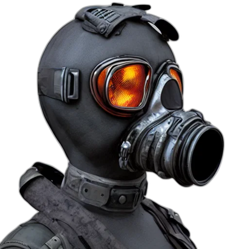mask, robot, face, jacket, concept art, 3d render, cyberpunk, photorealistic transparent PNG cut-out