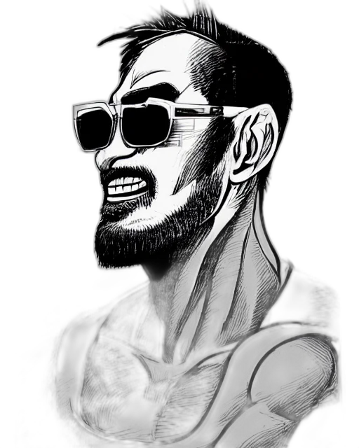 face, comic book art, pencil sketch, cartoon transparent PNG cut-out
