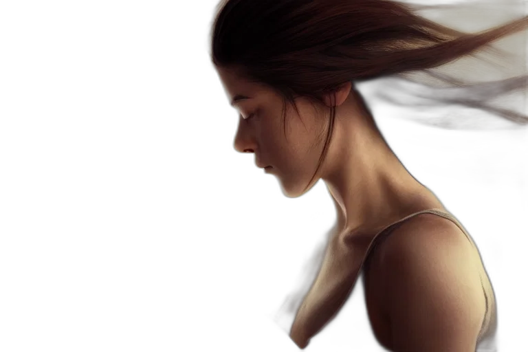 hair, face, dress, jewelry, photorealistic, concept art, oil painting, fantasy art transparent PNG cut-out