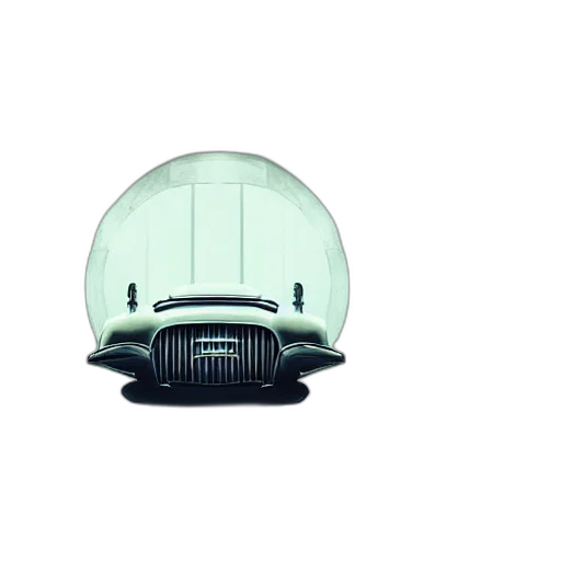 car, mask, hat, robot, 3d render, retro, futuristic, shiny transparent PNG cut-out