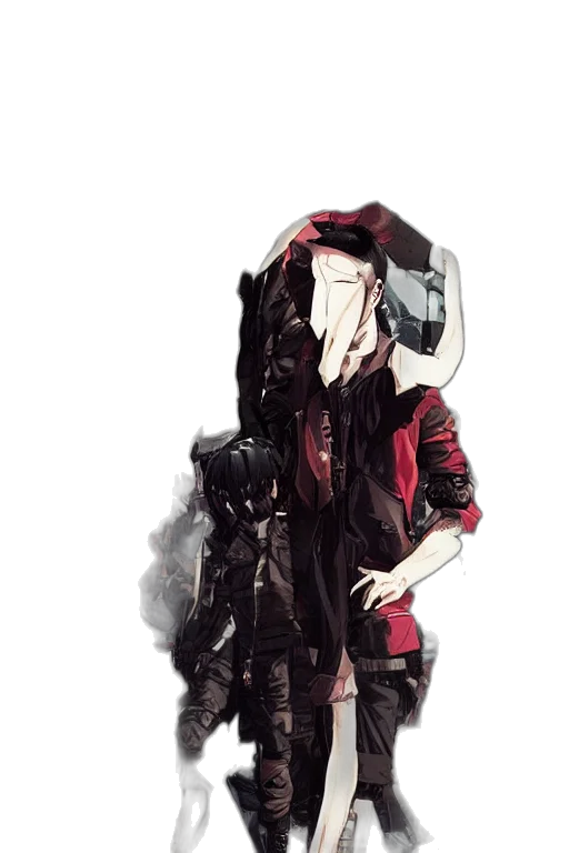 jacket, robot, mask, weapon transparent PNG cut-out