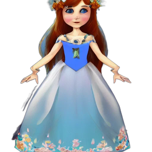 dress, crown, jewelry, 3d render, concept art, cartoon, fantasy art, anna transparent PNG cut-out