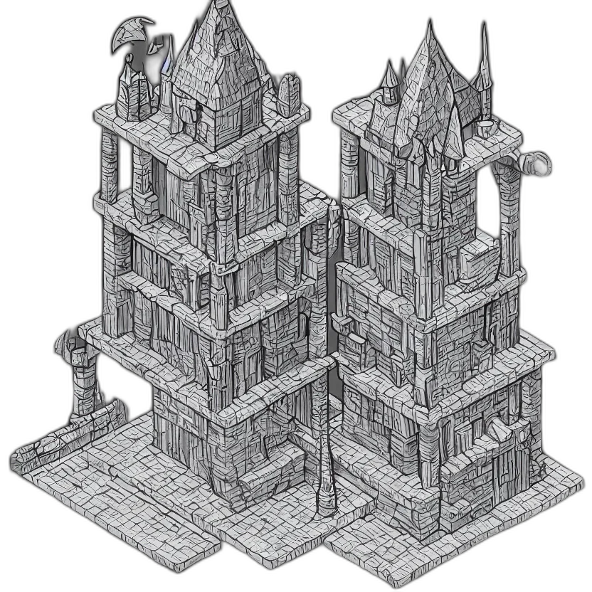 building, crown, furniture, concept art, pixel art, fantasy art, 3d render, fog transparent PNG cut-out