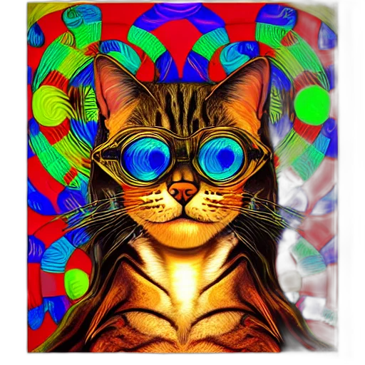 fantasy art, photorealistic, pixel art, cartoon, neon, colorful, portrait, cat transparent PNG cut-out