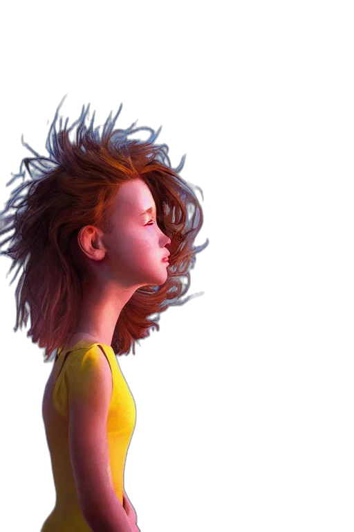 hair, face, photorealistic, concept art, 3d render, oil painting, neon lights, neon transparent PNG cut-out