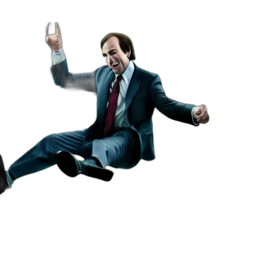 shoes, concept art, 3d render, saul, goodman, doing, kickflip, across transparent PNG cut-out