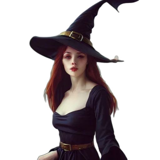 dress, hat, staff, fantasy art transparent PNG cut-out