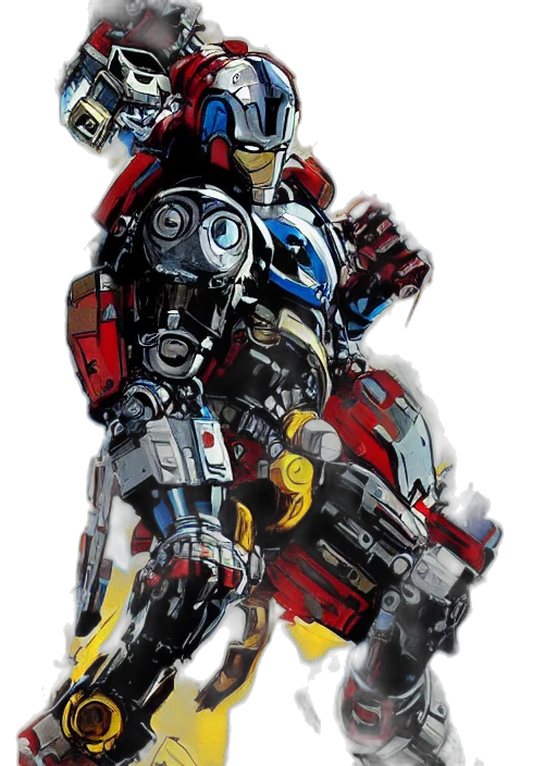 robot, weapon, concept art, 3d render transparent PNG cut-out