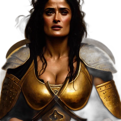 fantasy art, concept art, comic book art, photorealistic, golden, portrait, salma, hayek transparent PNG cut-out