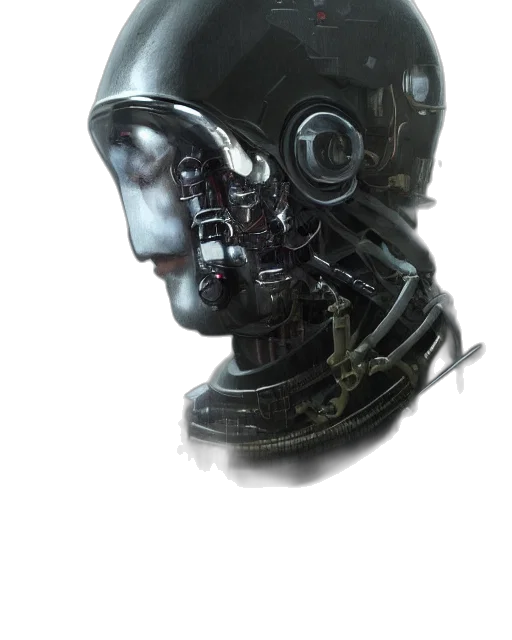 robot, mask, face, creature, concept art, cyberpunk, 3d render, photorealistic transparent PNG cut-out