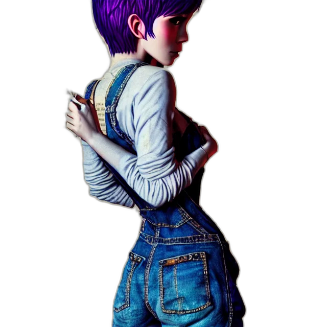 jacket, dress, robot, hair, concept art, photorealistic, 3d render, cyberpunk transparent PNG cut-out