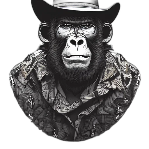 animal, hat, jacket, face, photorealistic, cartoon, comic book art, concept art transparent PNG cut-out