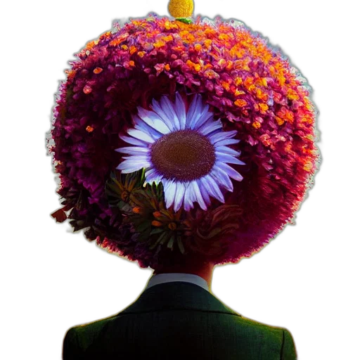 hat, crown, flower, hair, photorealistic, concept art, 3d render, oil painting transparent PNG cut-out
