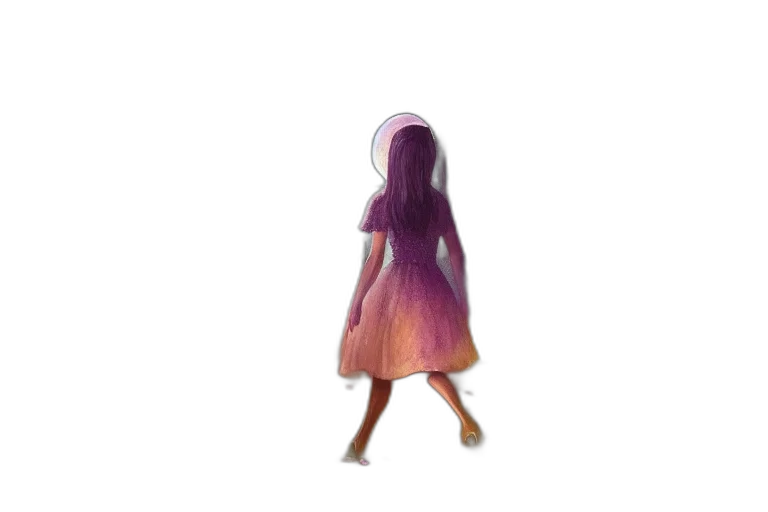 dress, hair, creature, robot, concept art, 3d render, watercolor, fantasy art transparent PNG cut-out