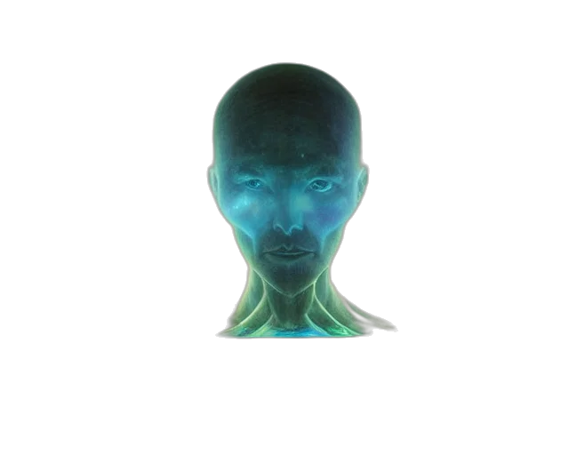 face, robot, mask, creature, 3d render, concept art, cyberpunk, vaporwave transparent PNG cut-out