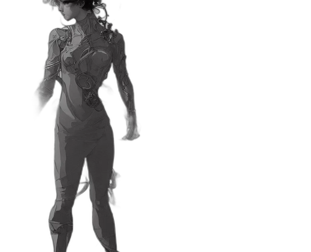 dress, robot, creature, concept art, comic book art, cyberpunk, fantasy art, underwater transparent PNG cut-out