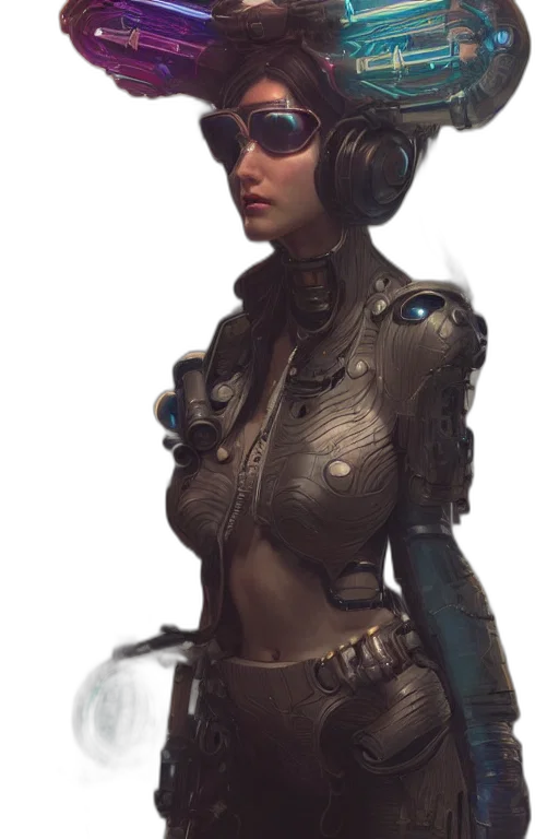robot, staff, jacket, weapon, cyberpunk, concept art, fantasy art, 3d render transparent PNG cut-out