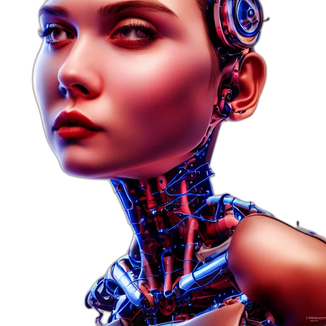 robot, face, cyberpunk, 3d render, concept art, photorealistic, full, body transparent PNG cut-out