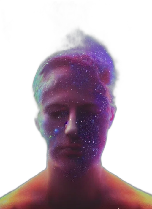 face, creature, mask, crown, vaporwave, photorealistic, 3d render, cyberpunk transparent PNG cut-out