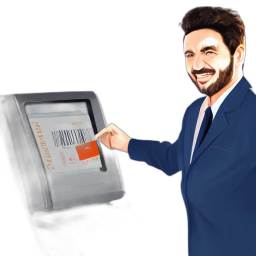 concept art, hyperrealistic, painting, image, where, happy, businessman, appears transparent PNG cut-out